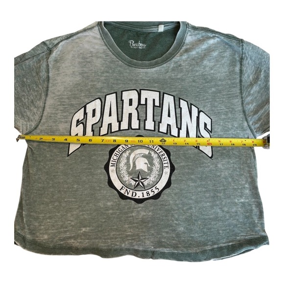 Michigan State Women's Pressbox Spartans Edith Vintage Burnout Crop T-Shirt Med - Picture 5 of 8
